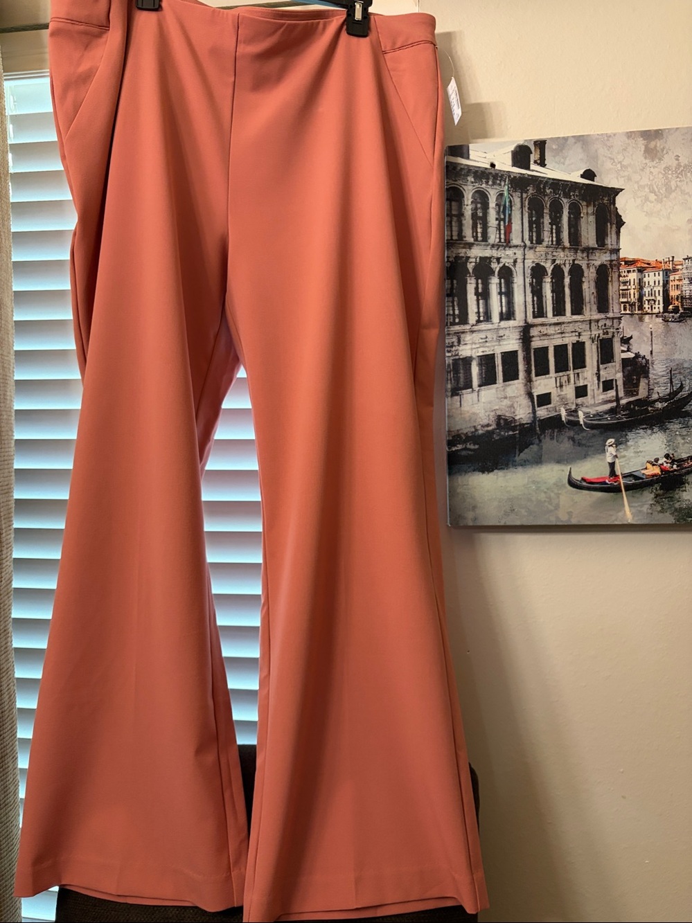 Roz & Ali Dusty Coral Wide-Leg Pants, Ponte Trousers 18W(salmon color) - Picture 9 of 13